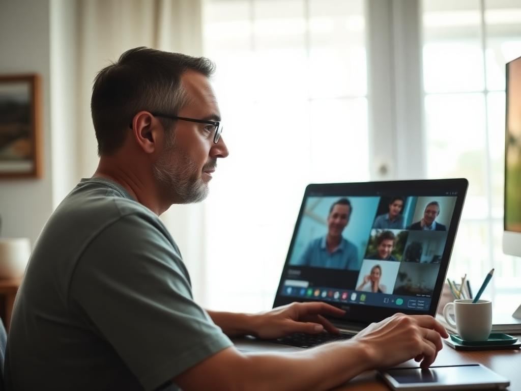 Adult attending a secure telehealth consultation from home
