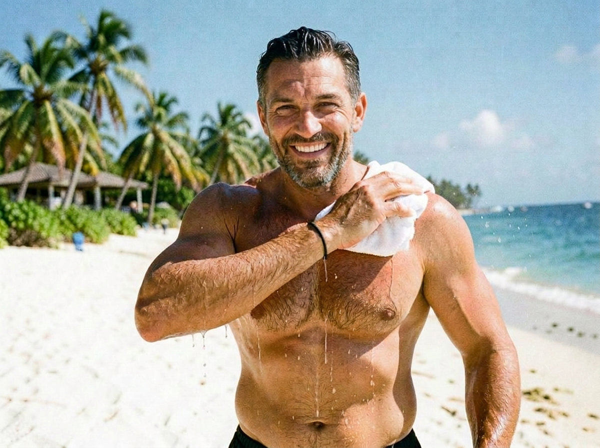 Man staying active and focused outdoors