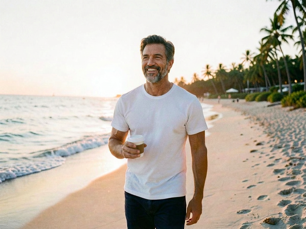 Adult following a healthy and active daily routine outdoors
