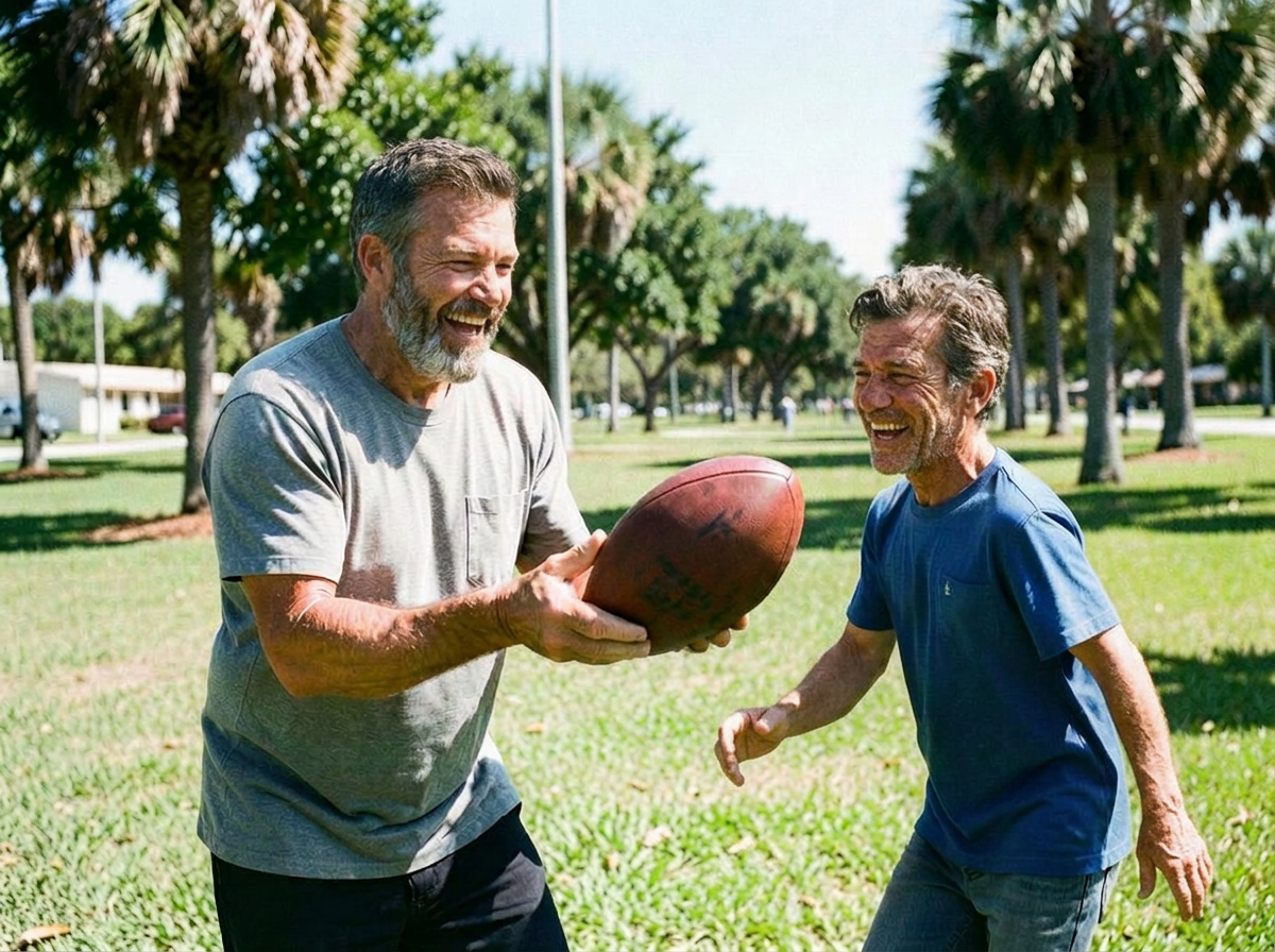Man staying active and focused outdoors