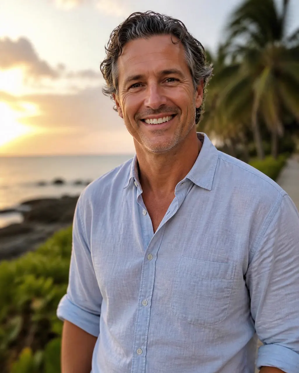 Man staying active and focused outdoors